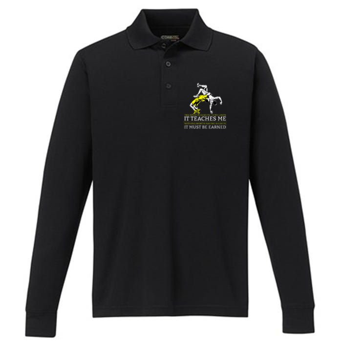 It Must Be Earned Wrestling Performance Long Sleeve Polo