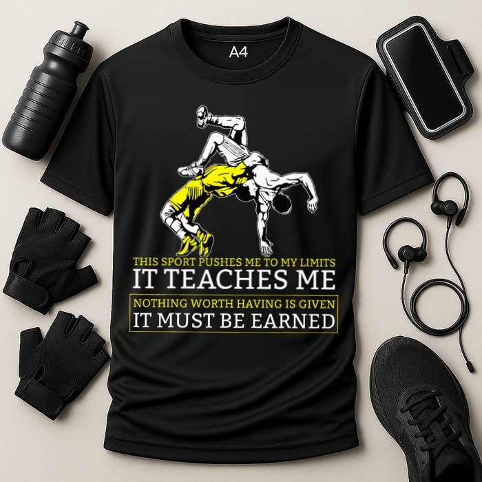 It Must Be Earned Wrestling Cooling Performance Crew T-Shirt