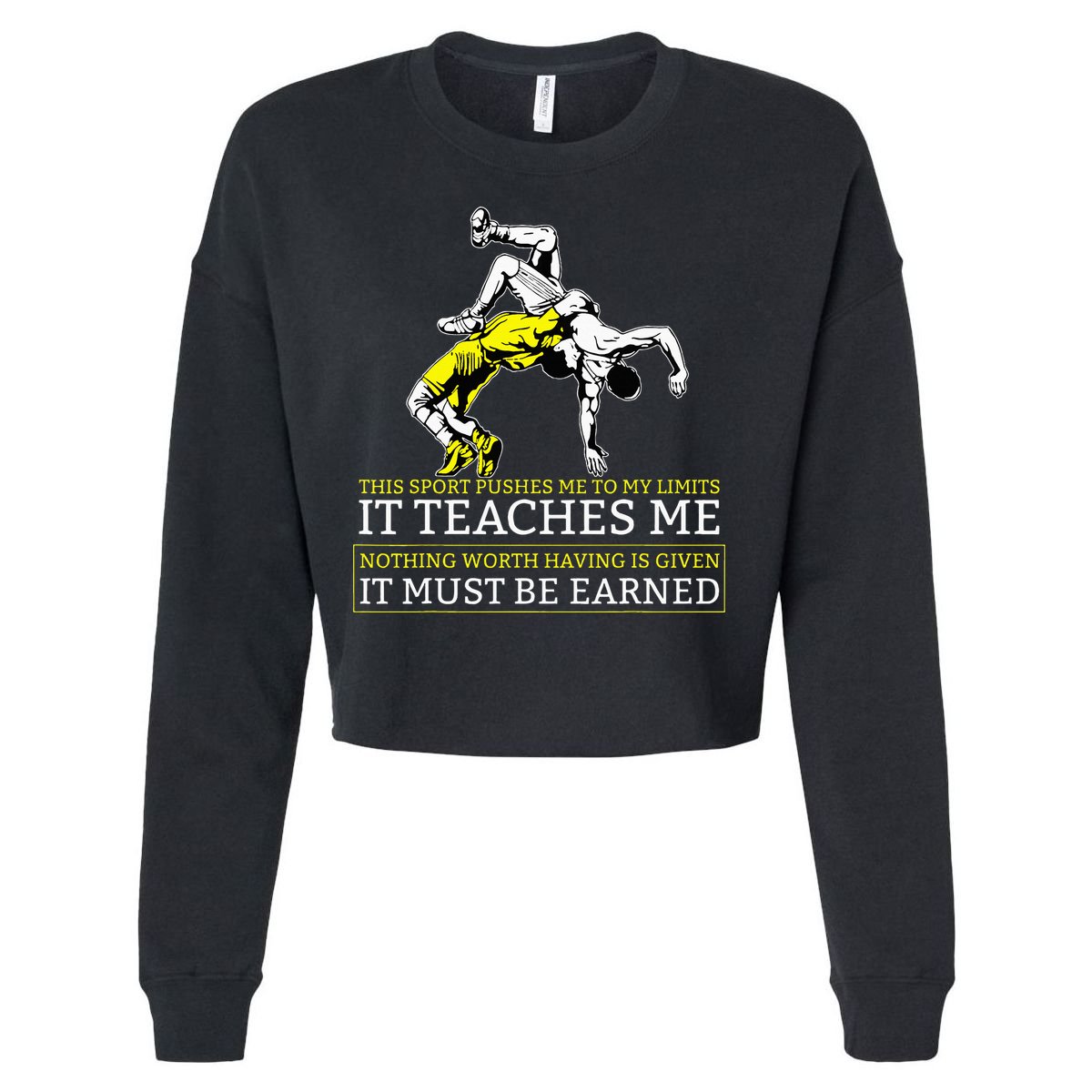 It Must Be Earned Wrestling Cropped Pullover Crew