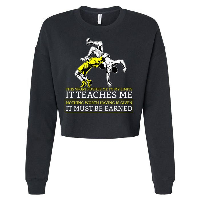 It Must Be Earned Wrestling Cropped Pullover Crew