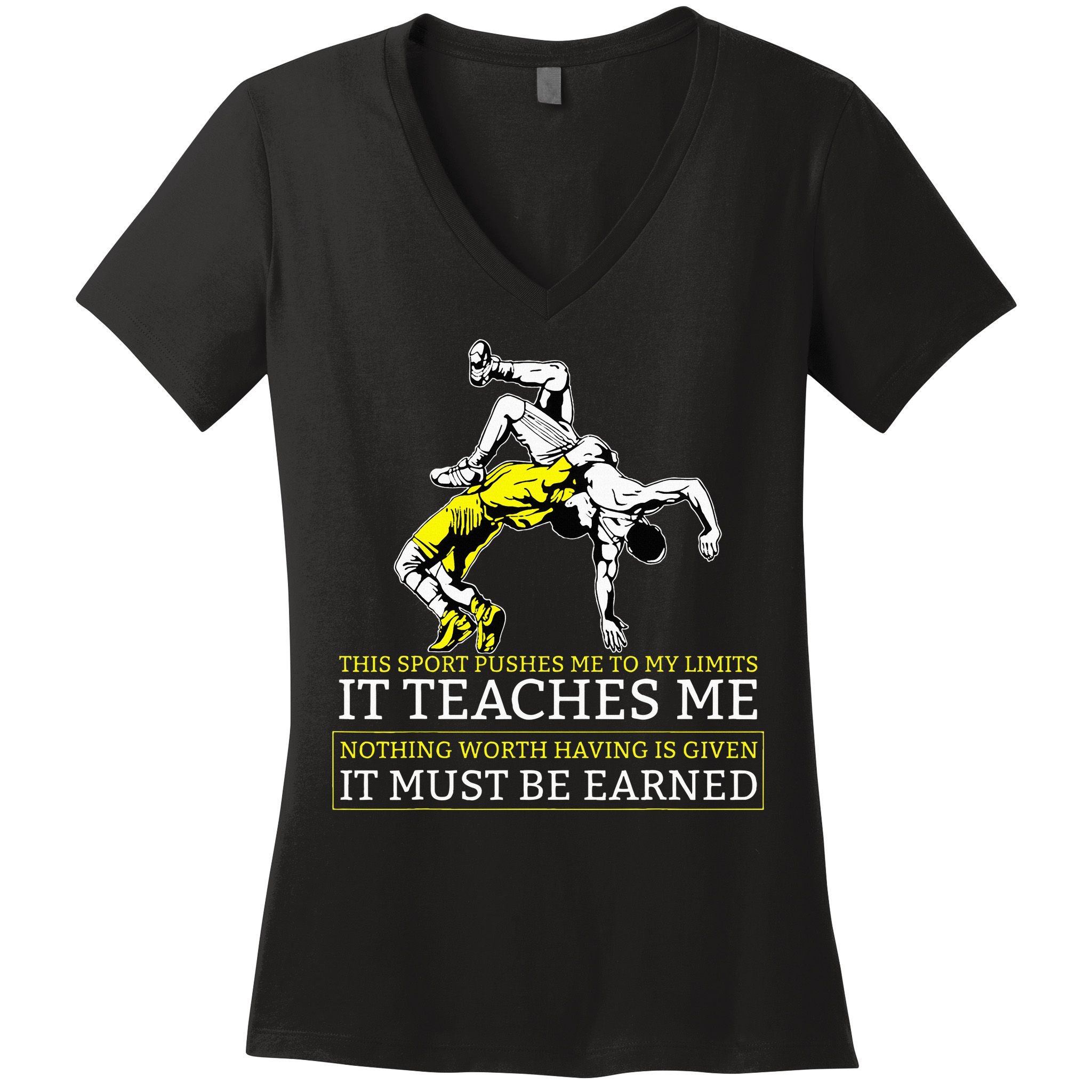 It Must Be Earned Wrestling Women's V-Neck T-Shirt