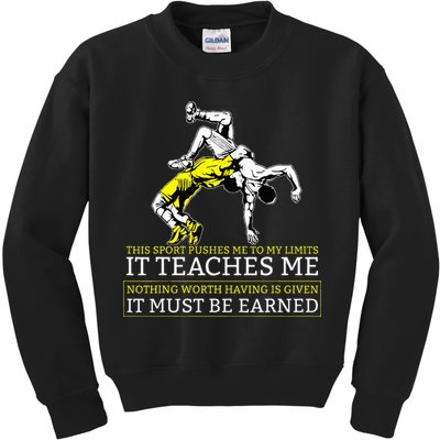 It Must Be Earned Wrestling Kids Sweatshirt