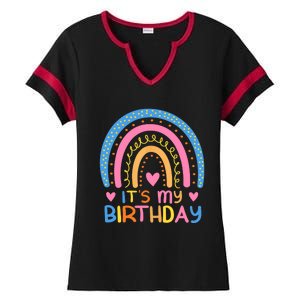 IT’S MY BIRTHDAY RAINBOW for Wo Teens Girl Gift Ladies Halftime Notch Neck Tee