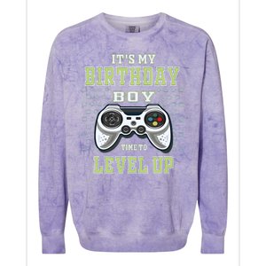 Its My Birthday Boy Time To Level Up Video Game Colorblast Crewneck Sweatshirt