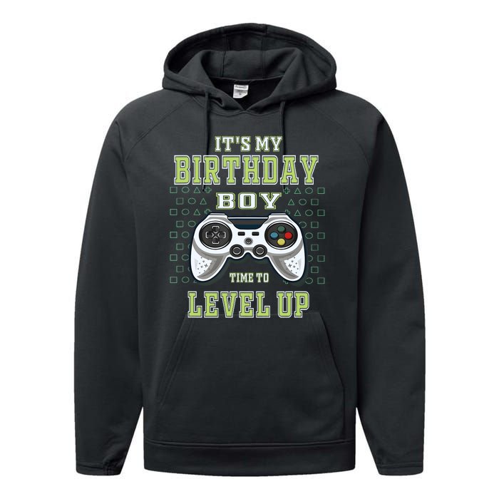 Its My Birthday Boy Time To Level Up Video Game Performance Fleece Hoodie