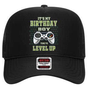 Its My Birthday Boy Time To Level Up Video Game High Crown Mesh Back Trucker Hat