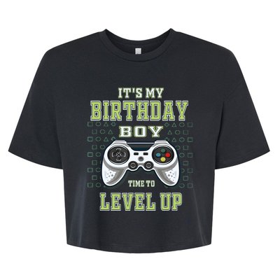 Its My Birthday Boy Time To Level Up Video Game Bella+Canvas Jersey Crop Tee