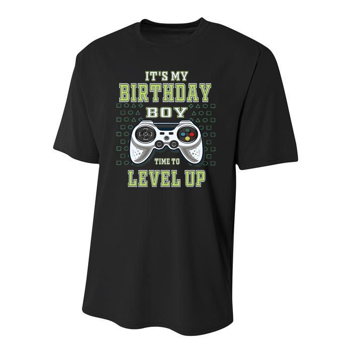 Its My Birthday Boy Time To Level Up Video Game Youth Performance Sprint T-Shirt