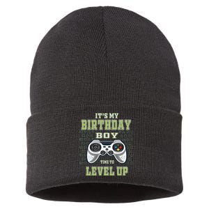 Its My Birthday Boy Time To Level Up Video Game Sustainable Knit Beanie