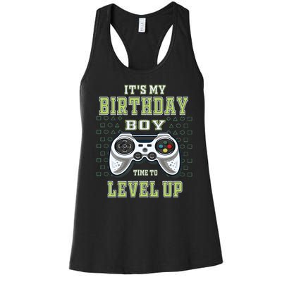 Its My Birthday Boy Time To Level Up Video Game Women's Racerback Tank