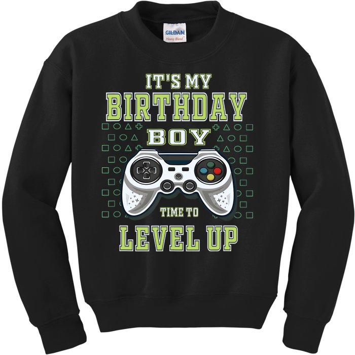 Its My Birthday Boy Time To Level Up Video Game Kids Sweatshirt