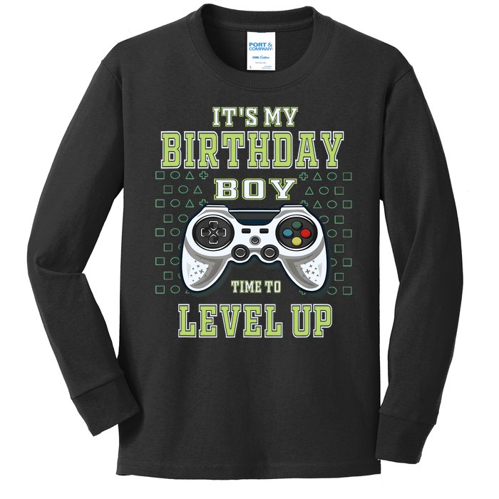 Its My Birthday Boy Time To Level Up Video Game Kids Long Sleeve Shirt