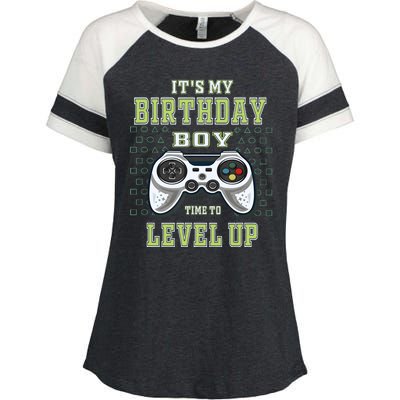 Its My Birthday Boy Time To Level Up Video Game Enza Ladies Jersey Colorblock Tee