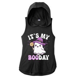 Its My Boo Day Cute Ghost Halloween Birthday Ladies PosiCharge Tri-Blend Wicking Draft Hoodie Tank