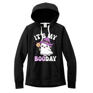 Its My Boo Day Cute Ghost Halloween Birthday Women's Fleece Hoodie