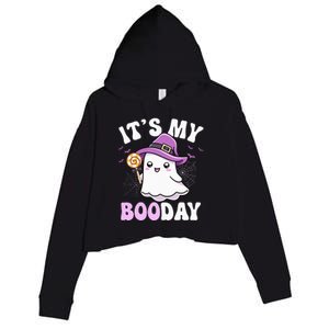 Its My Boo Day Cute Ghost Halloween Birthday Crop Fleece Hoodie