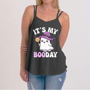 Its My Boo Day Cute Ghost Halloween Birthday Women's Strappy Tank