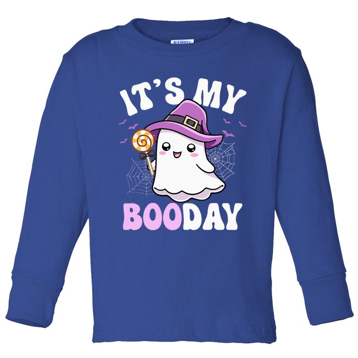 Its My Boo Day Cute Ghost Halloween Birthday Toddler Long Sleeve Shirt