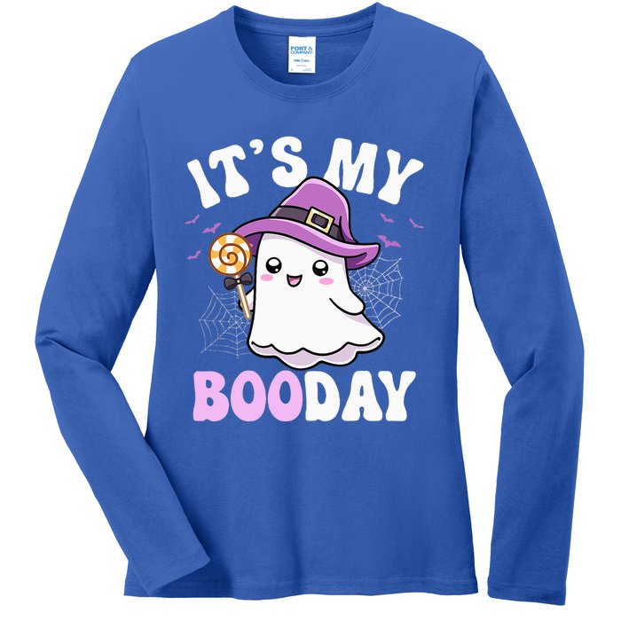 Its My Boo Day Cute Ghost Halloween Birthday Ladies Long Sleeve Shirt