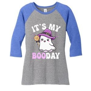 Its My Boo Day Cute Ghost Halloween Birthday Women's Tri-Blend 3/4-Sleeve Raglan Shirt