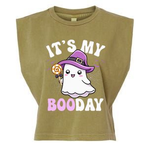 Its My Boo Day Cute Ghost Halloween Birthday Garment-Dyed Women's Muscle Tee