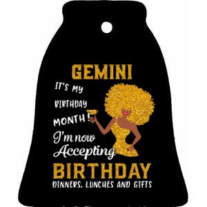 It’s My Birthday Black Wo Gemini May June Gifts Ceramic Bell Ornament