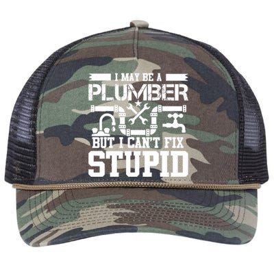 I May Be A Plumber But Even I Can't Fix Stupid Retro Rope Trucker Hat Cap