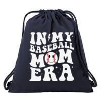 In My Baseball Mom Era Groovy Baseball Mom Team MotherS Day Drawstring Bag