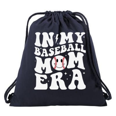 In My Baseball Mom Era Groovy Baseball Mom Team MotherS Day Drawstring Bag