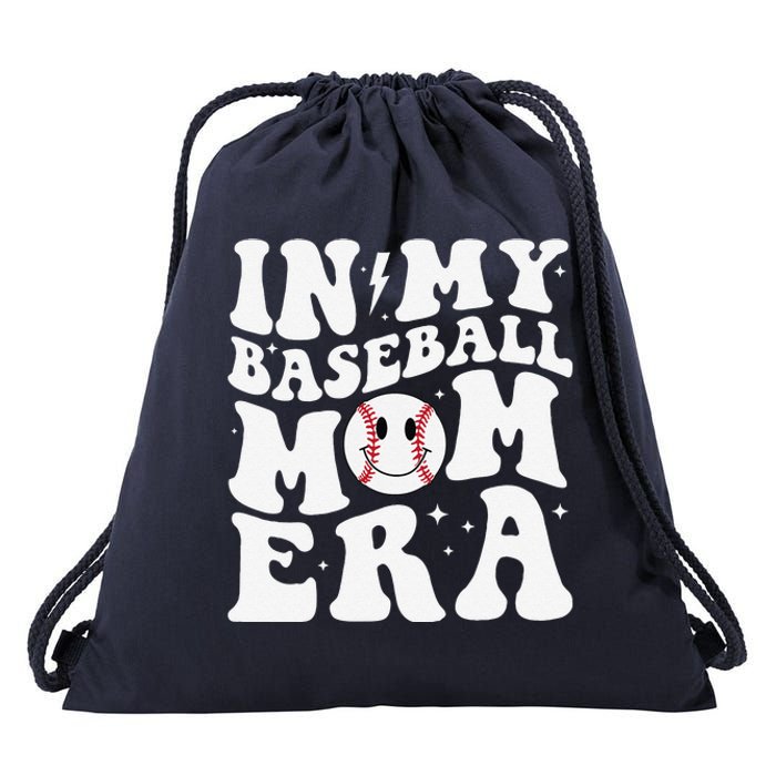 In My Baseball Mom Era Groovy Baseball Mom Team MotherS Day Drawstring Bag