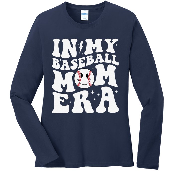 In My Baseball Mom Era Groovy Baseball Mom Team MotherS Day Ladies Long Sleeve Shirt