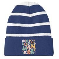 In My Baseball Mom Era Funny Baseball Mama Mothers Day Gifts Striped Beanie with Solid Band