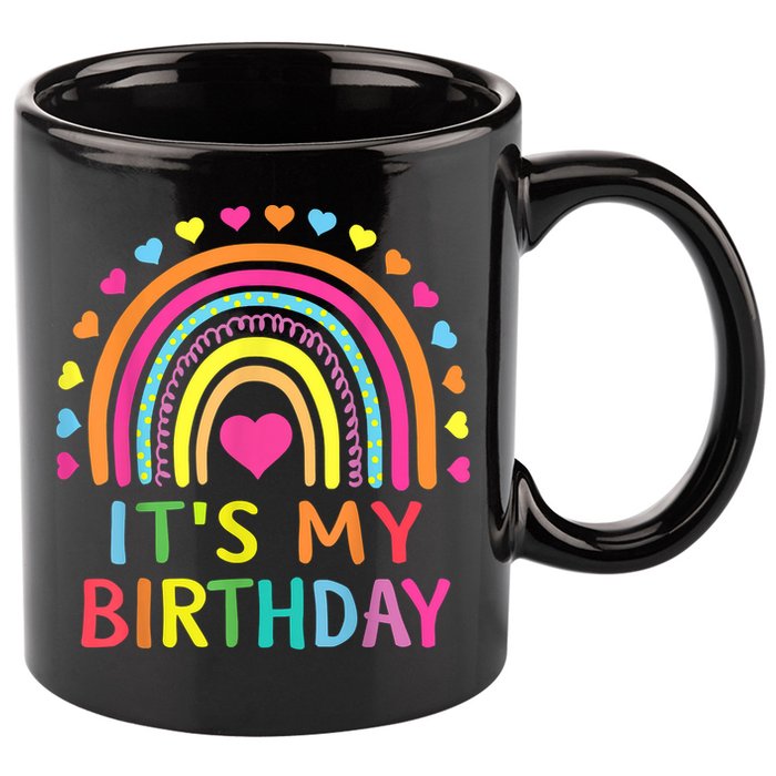 It's My Birthday Gift Rainbow 11oz C Handle Ceramic Mug