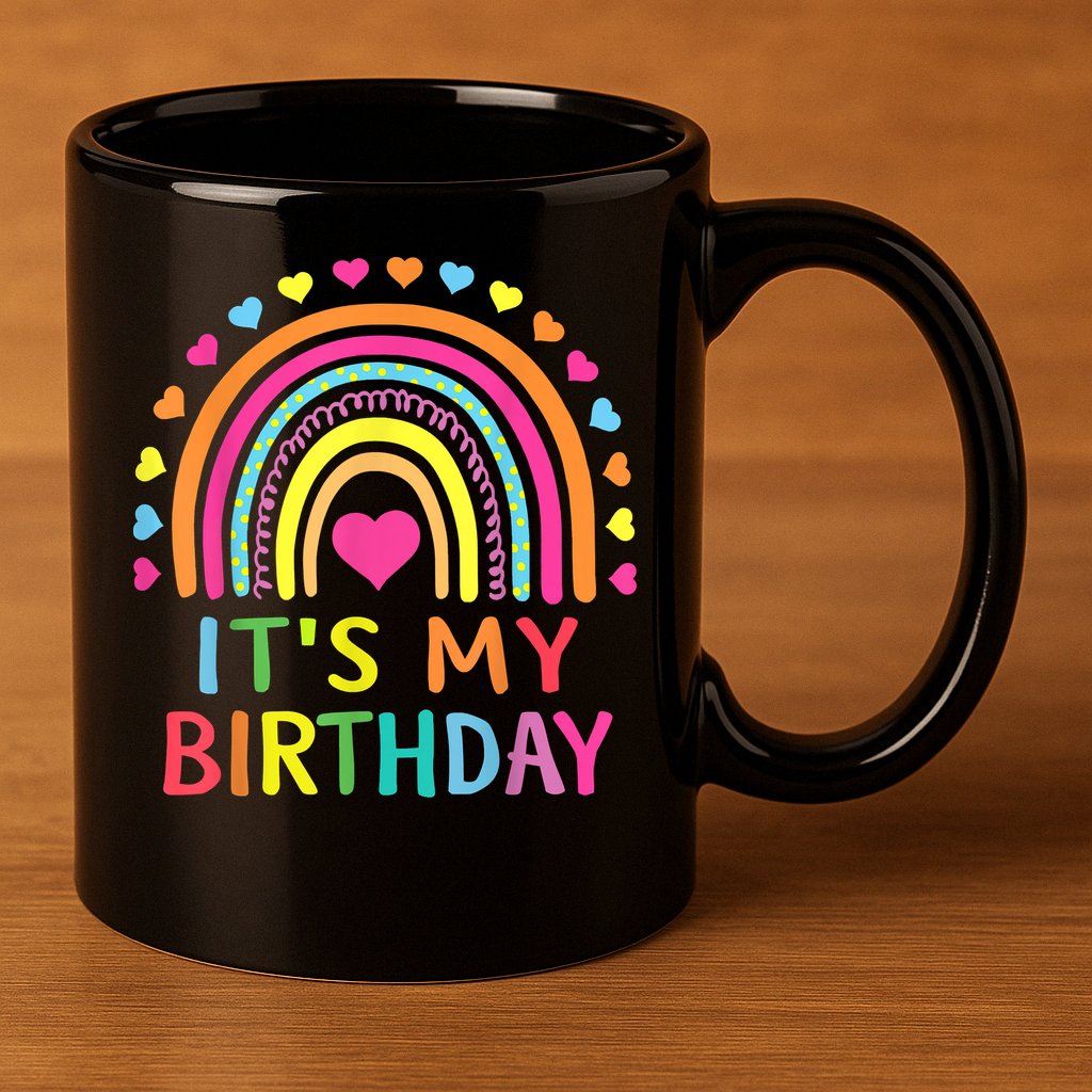 It's My Birthday Gift Rainbow 11oz C Handle Ceramic Mug