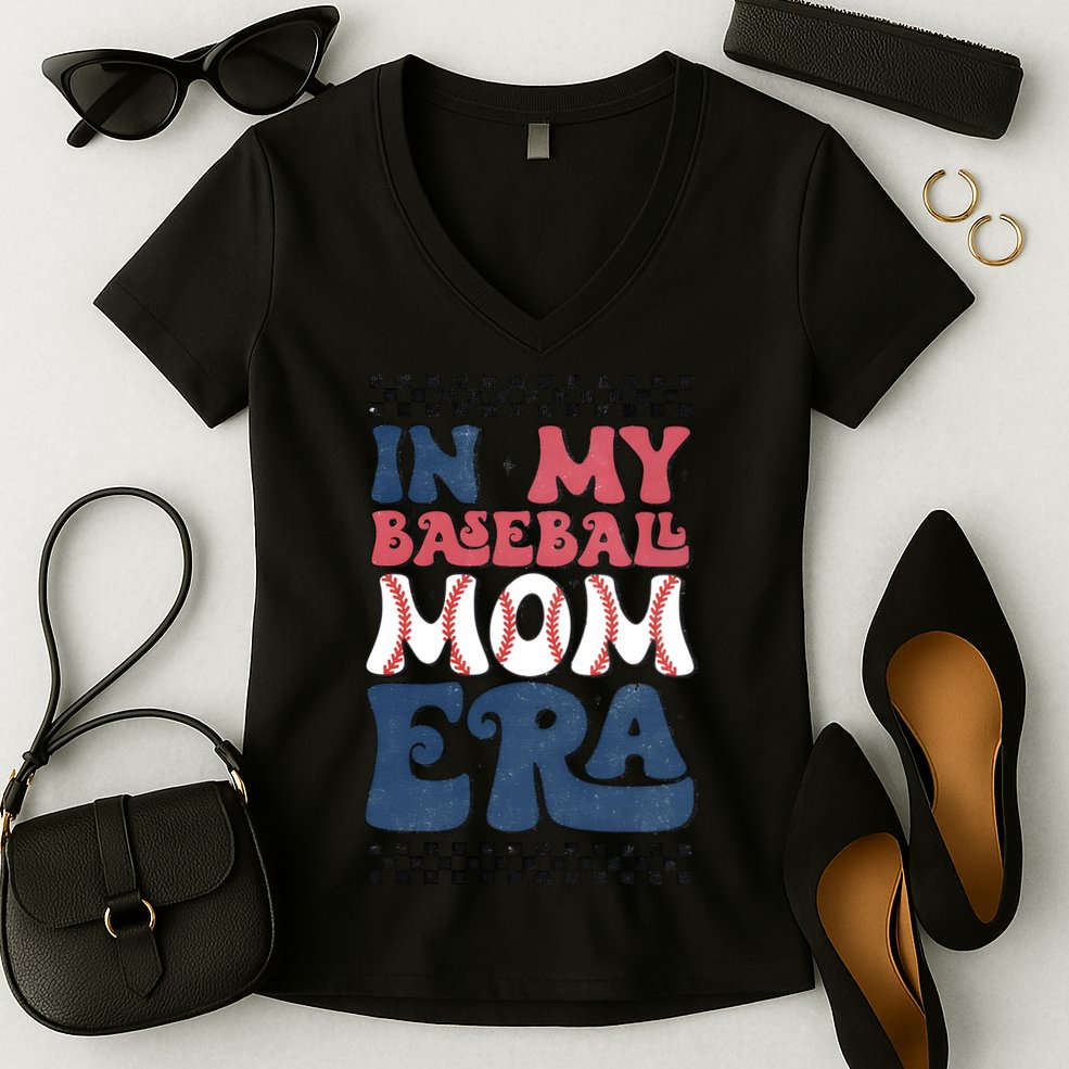 In My Baseball Mom Era Women's V-Neck T-Shirt