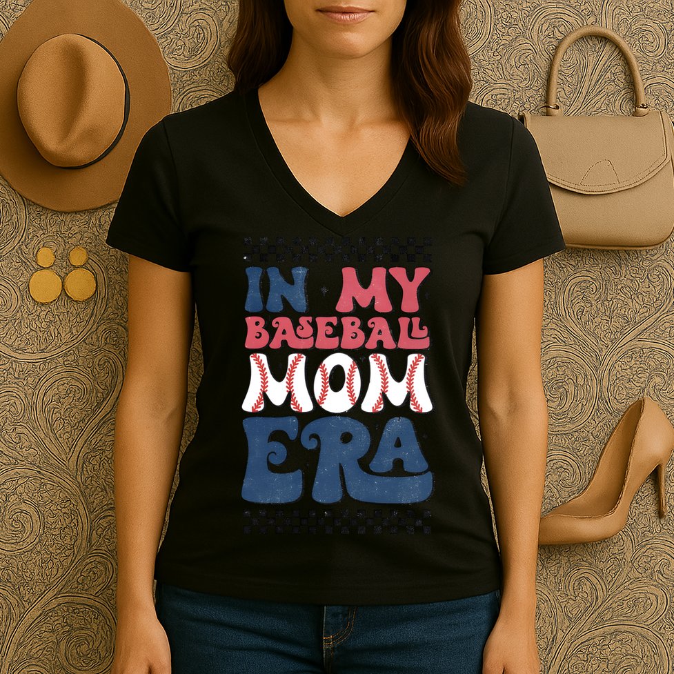 In My Baseball Mom Era Women's V-Neck T-Shirt