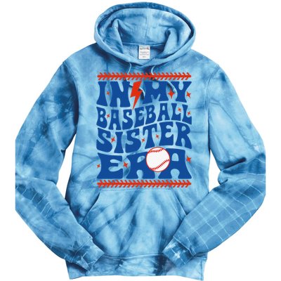 In My Baseball Sister Era Groovy Sister Baseball Tie Dye Hoodie