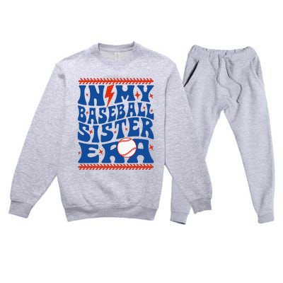 In My Baseball Sister Era Groovy Sister Baseball Premium Crewneck Sweatsuit Set