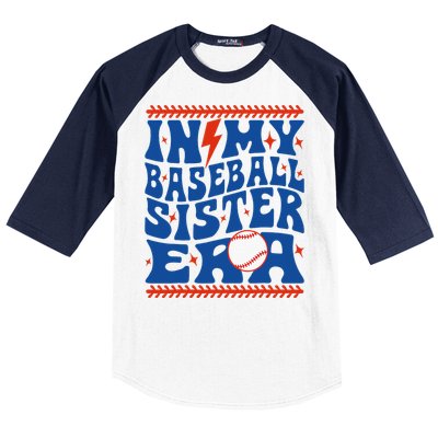 In My Baseball Sister Era Groovy Sister Baseball Baseball Sleeve Shirt