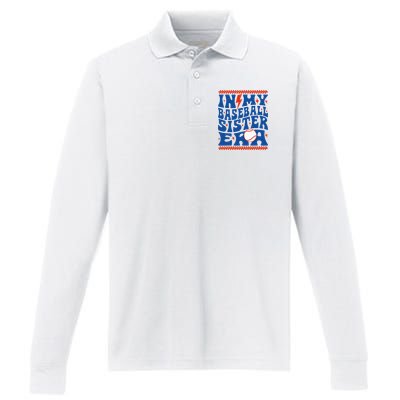 In My Baseball Sister Era Groovy Sister Baseball Performance Long Sleeve Polo