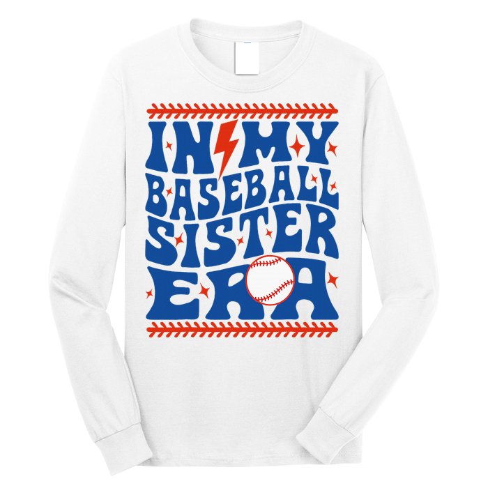 In My Baseball Sister Era Groovy Sister Baseball Long Sleeve Shirt