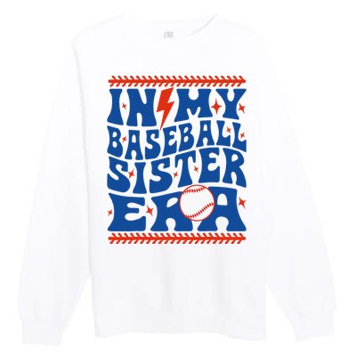 In My Baseball Sister Era Groovy Sister Baseball Premium Crewneck Sweatshirt