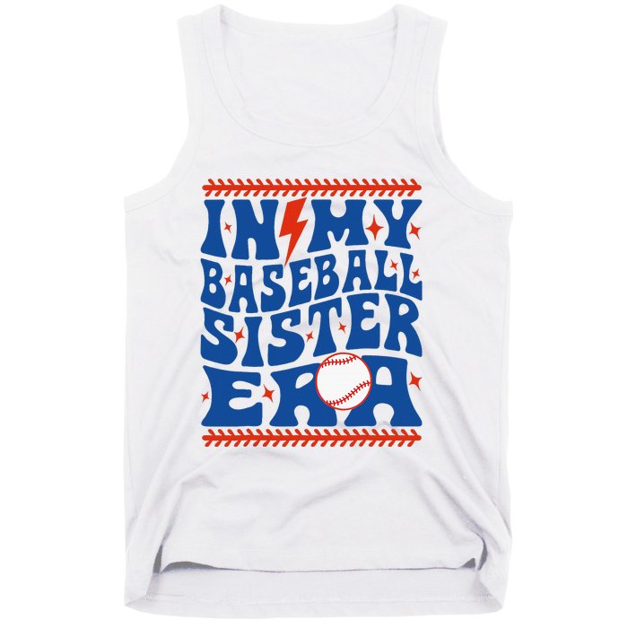 In My Baseball Sister Era Groovy Sister Baseball Tank Top