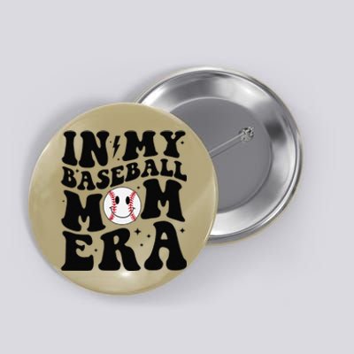 In My Baseball Mom Era Groovy Baseball Mom Team MotherS Day Button