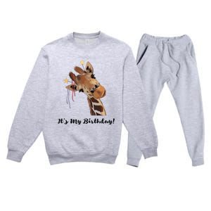 It's My Birthday Good Time Giraffe Party Animal Premium Crewneck Sweatsuit Set