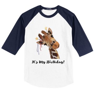 It's My Birthday Good Time Giraffe Party Animal Baseball Sleeve Shirt