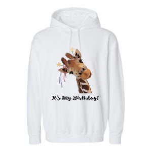 It's My Birthday Good Time Giraffe Party Animal Garment-Dyed Fleece Hoodie