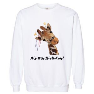 It's My Birthday Good Time Giraffe Party Animal Garment-Dyed Sweatshirt