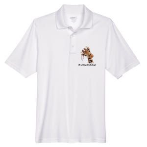 It's My Birthday Good Time Giraffe Party Animal Men's Origin Performance Pique Polo