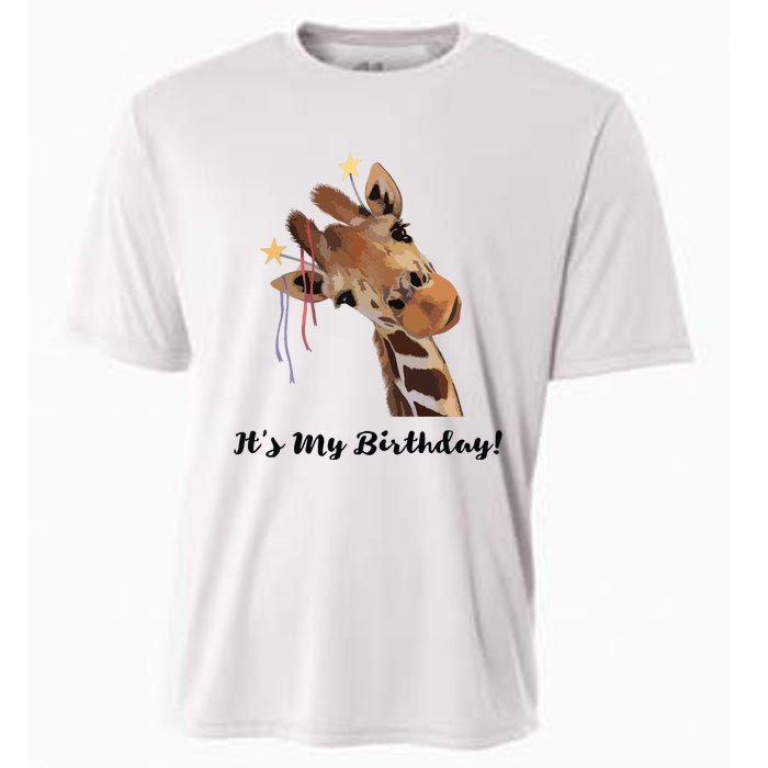 It's My Birthday Good Time Giraffe Party Animal Cooling Performance Crew T-Shirt